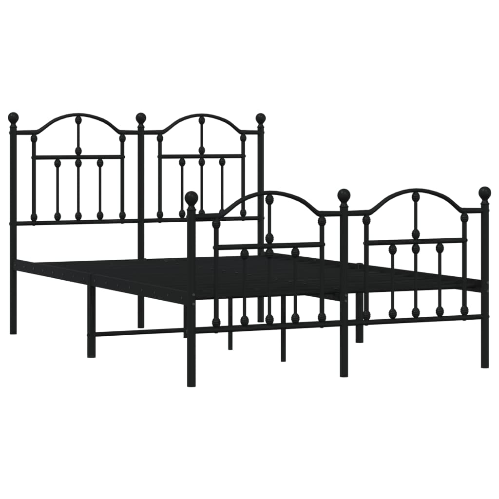 Cadre de lit métal sans matelas avec pied de lit noir 120x190cm - XIOS