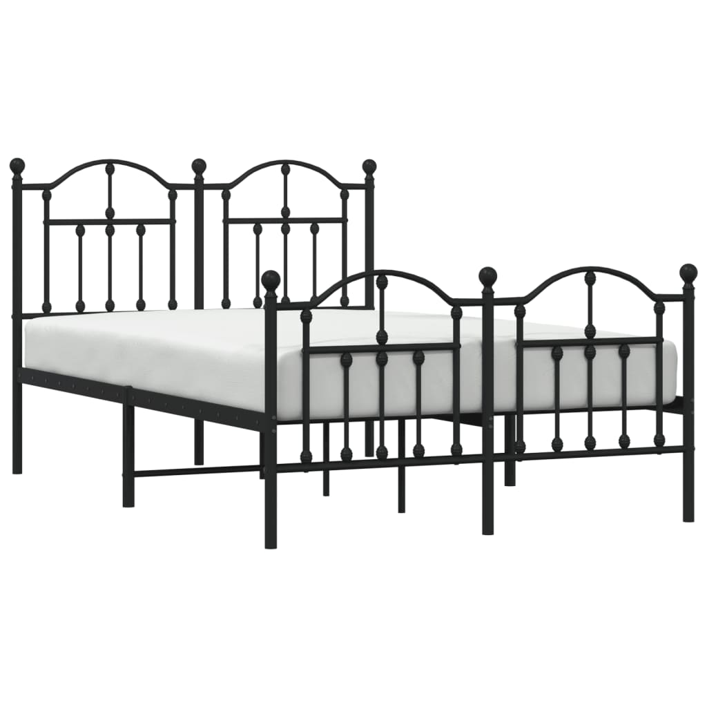 Cadre de lit métal sans matelas avec pied de lit noir 120x200cm - XIOS