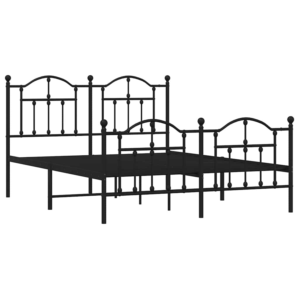 Cadre de lit métal sans matelas avec pied de lit noir 135x190cm - XIOS
