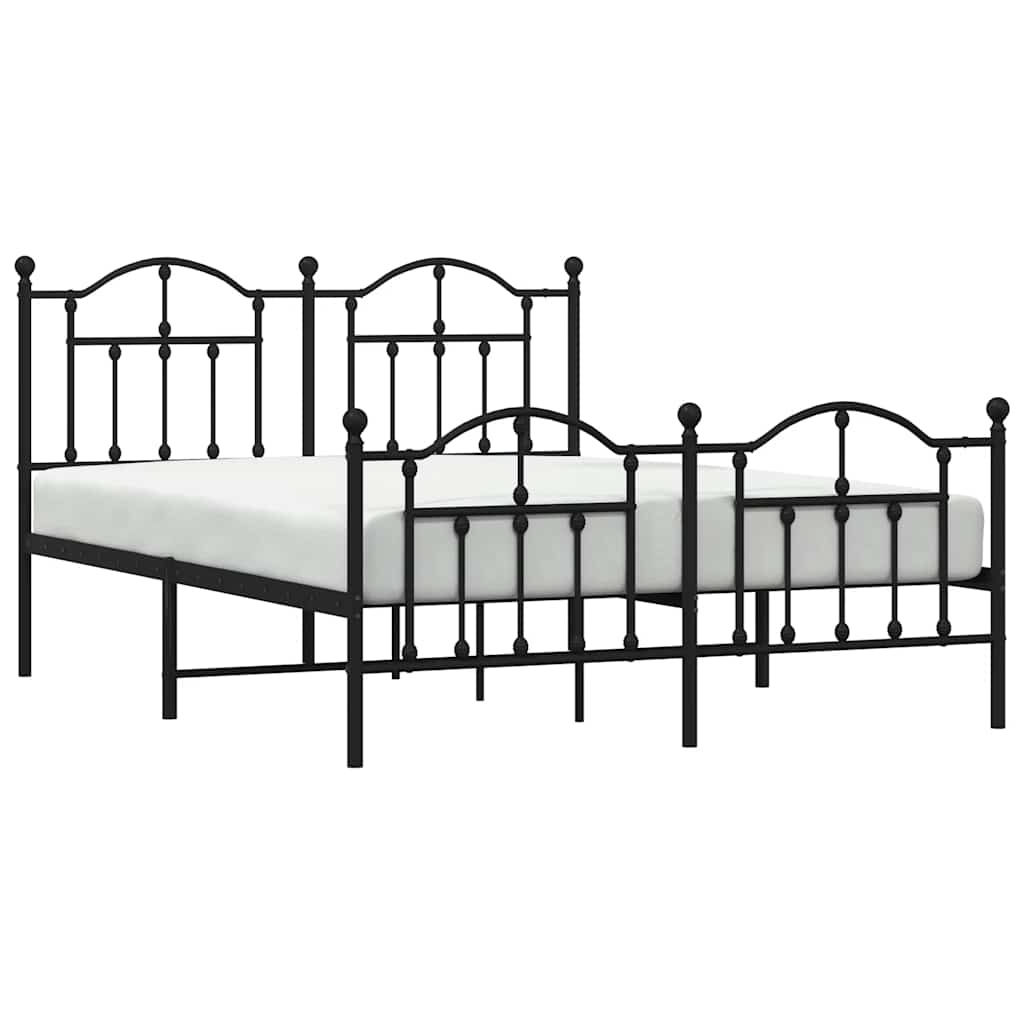 Cadre de lit métal sans matelas avec pied de lit noir 135x190cm - XIOS