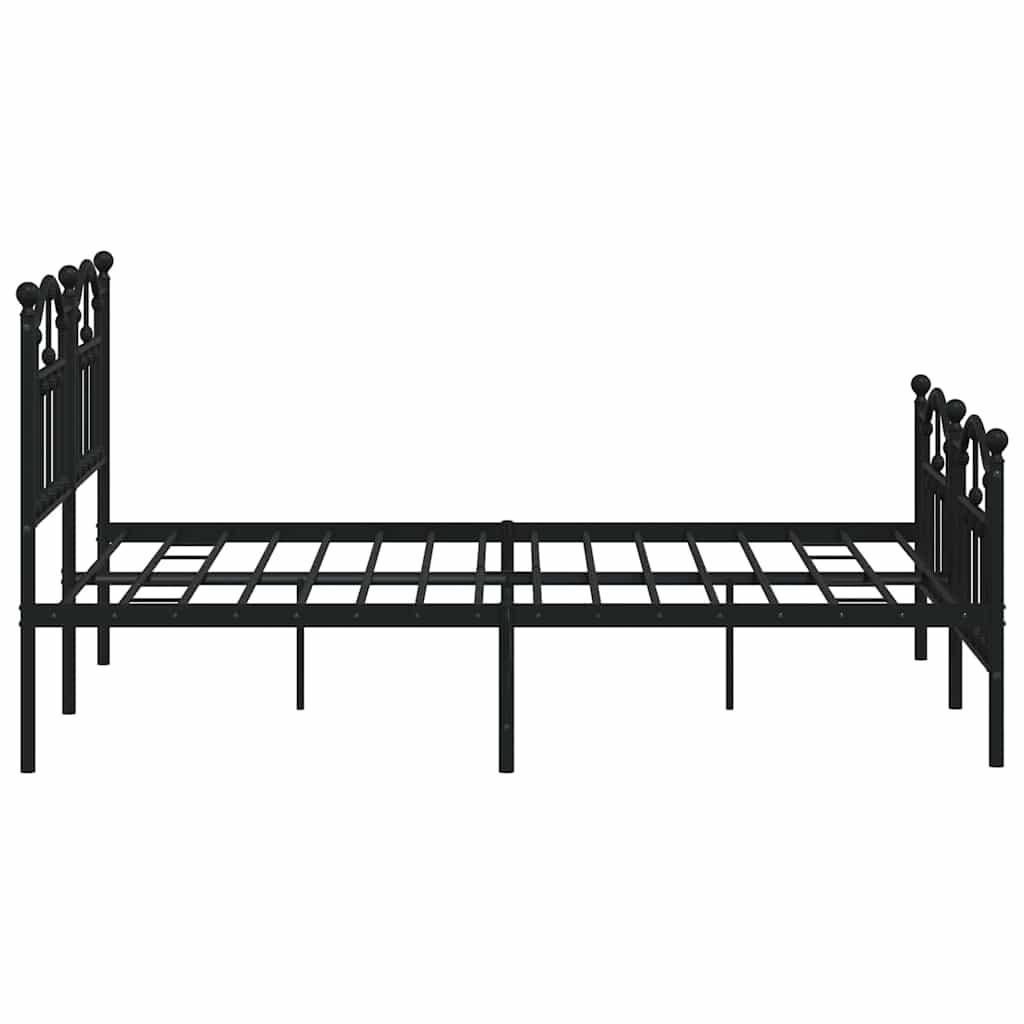 Cadre de lit métal sans matelas avec pied de lit noir 135x190cm - XIOS