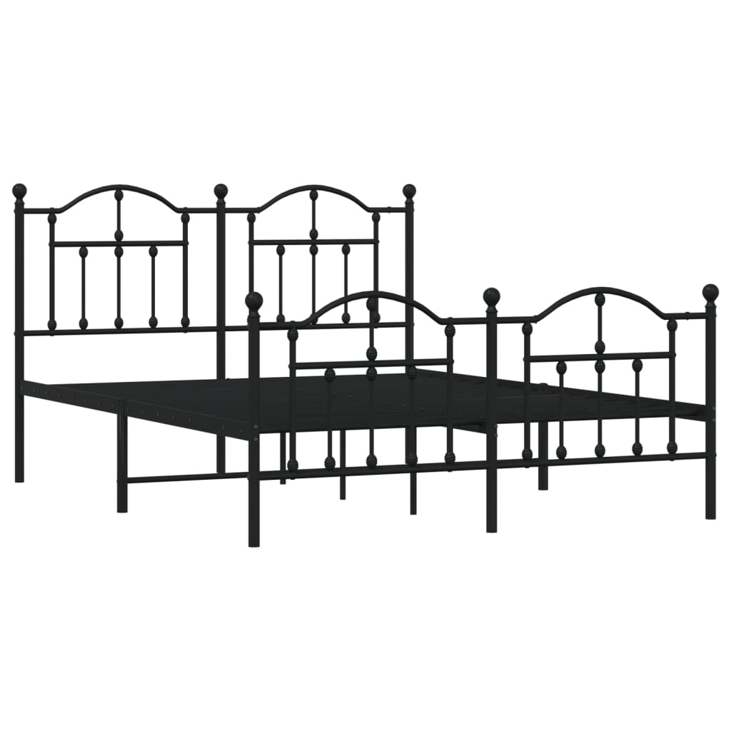 Cadre de lit métal sans matelas avec pied de lit noir 140x200cm - XIOS