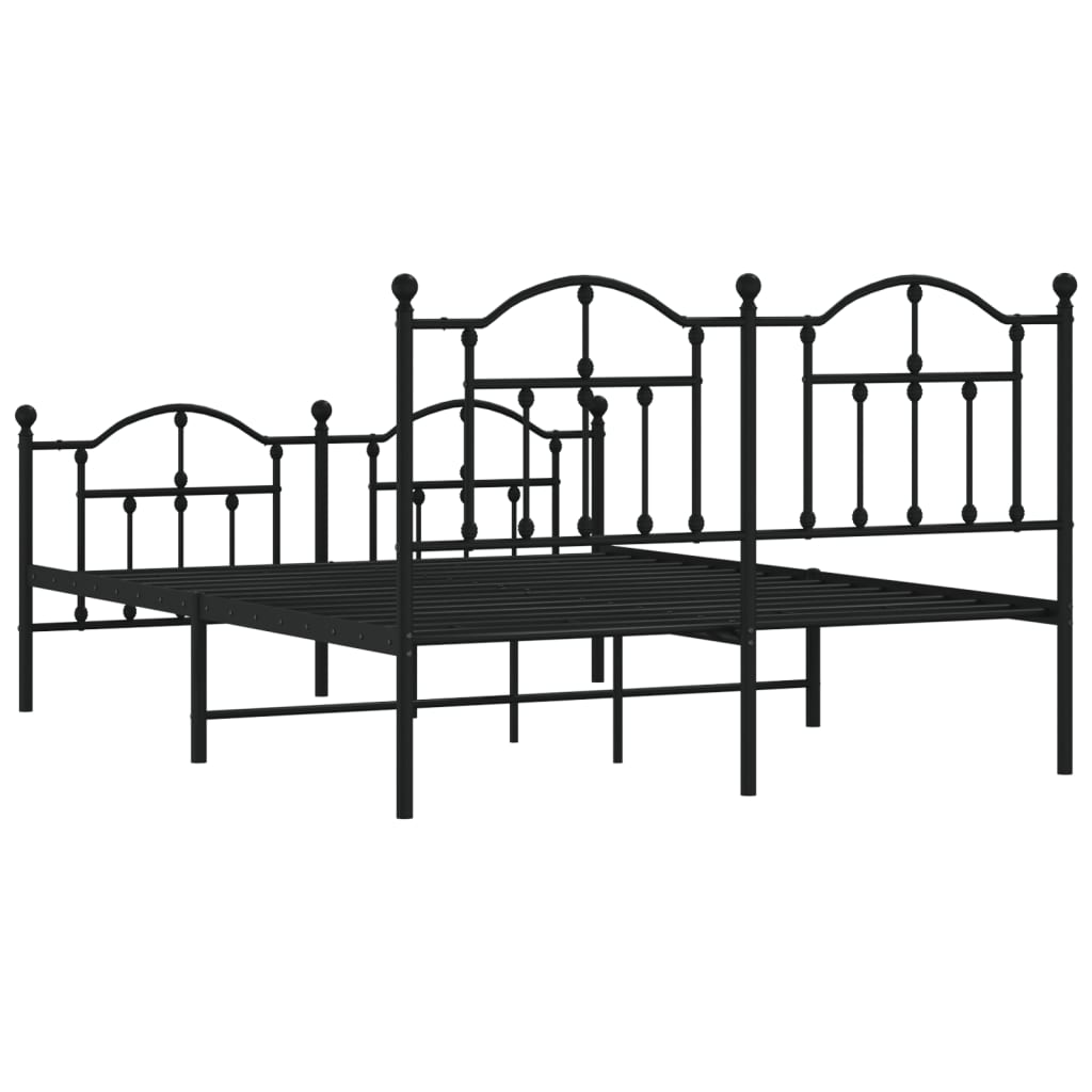 Cadre de lit métal sans matelas avec pied de lit noir 140x200cm - XIOS