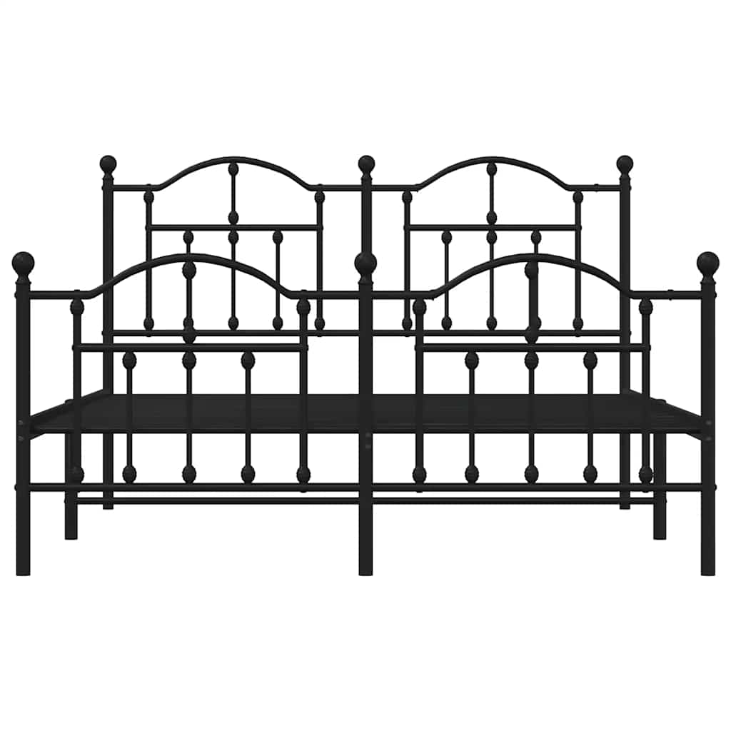 Cadre de lit métal sans matelas avec pied de lit noir 150x200cm - XIOS