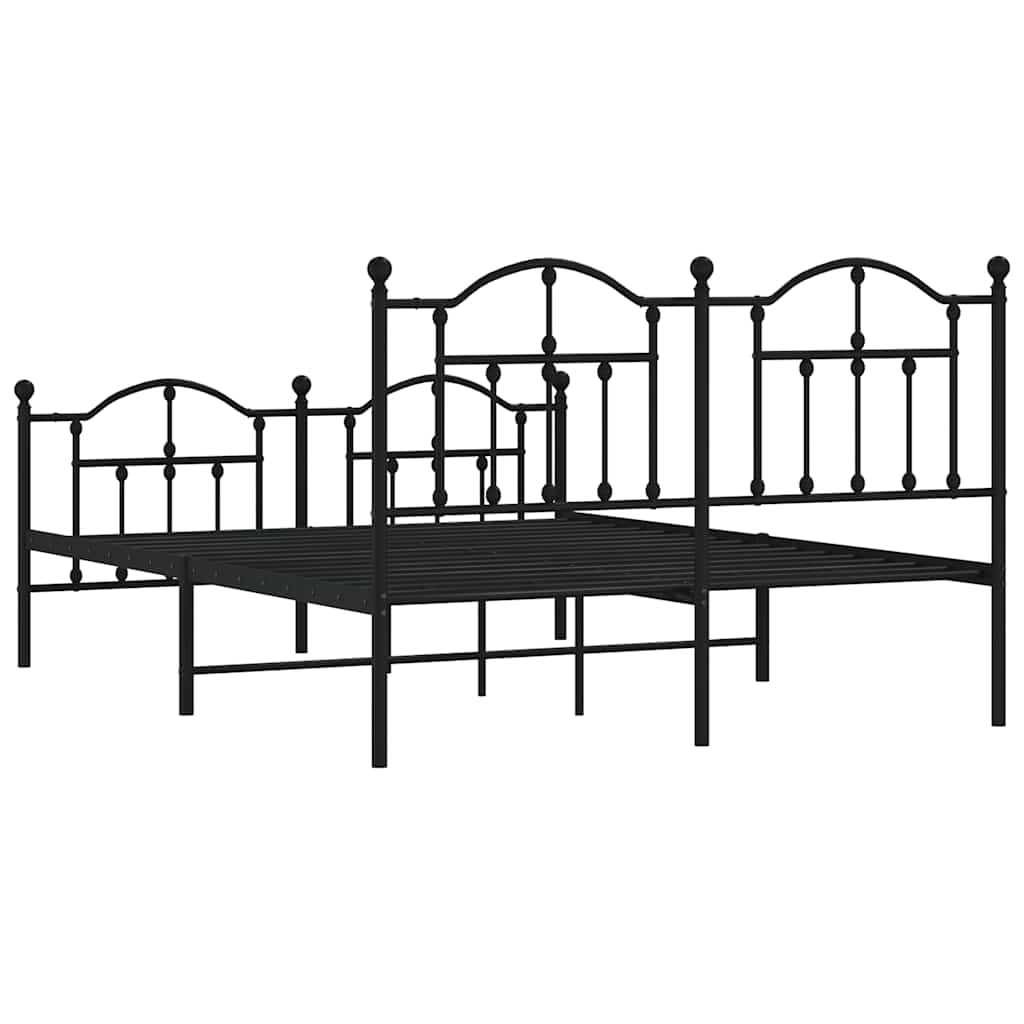 Cadre de lit métal sans matelas avec pied de lit noir 150x200cm - XIOS