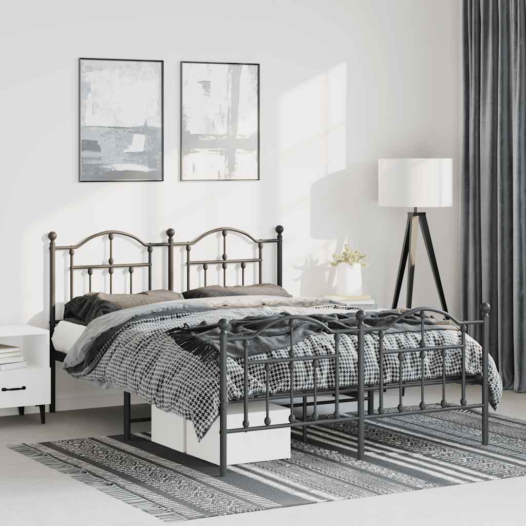 Cadre de lit métal sans matelas avec pied de lit noir 150x200cm - XIOS