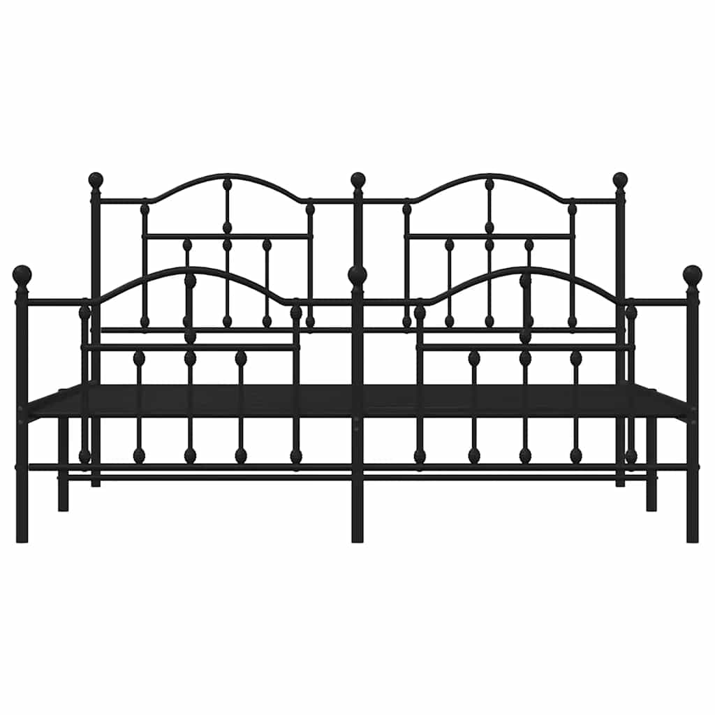 Cadre de lit métal sans matelas avec pied de lit noir 160x200cm - XIOS