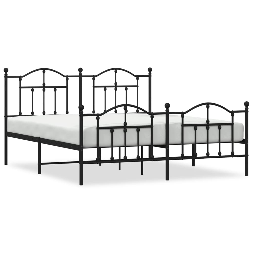Cadre de lit métal sans matelas avec pied de lit noir 180x200cm - XIOS