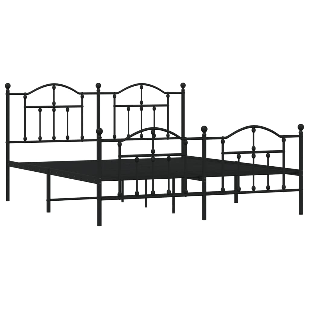 Cadre de lit métal sans matelas avec pied de lit noir 180x200cm - XIOS