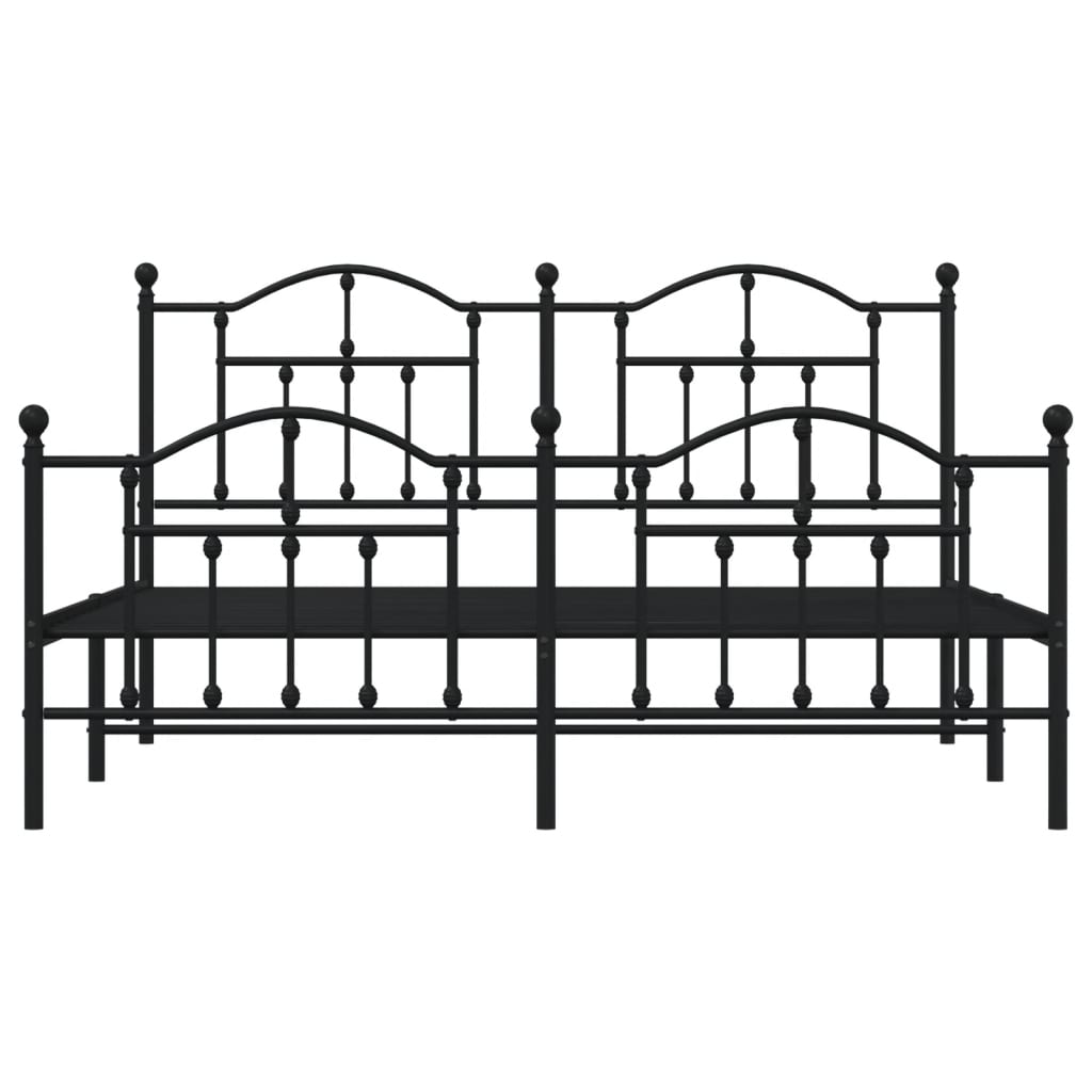 Cadre de lit métal sans matelas avec pied de lit noir 180x200cm - XIOS