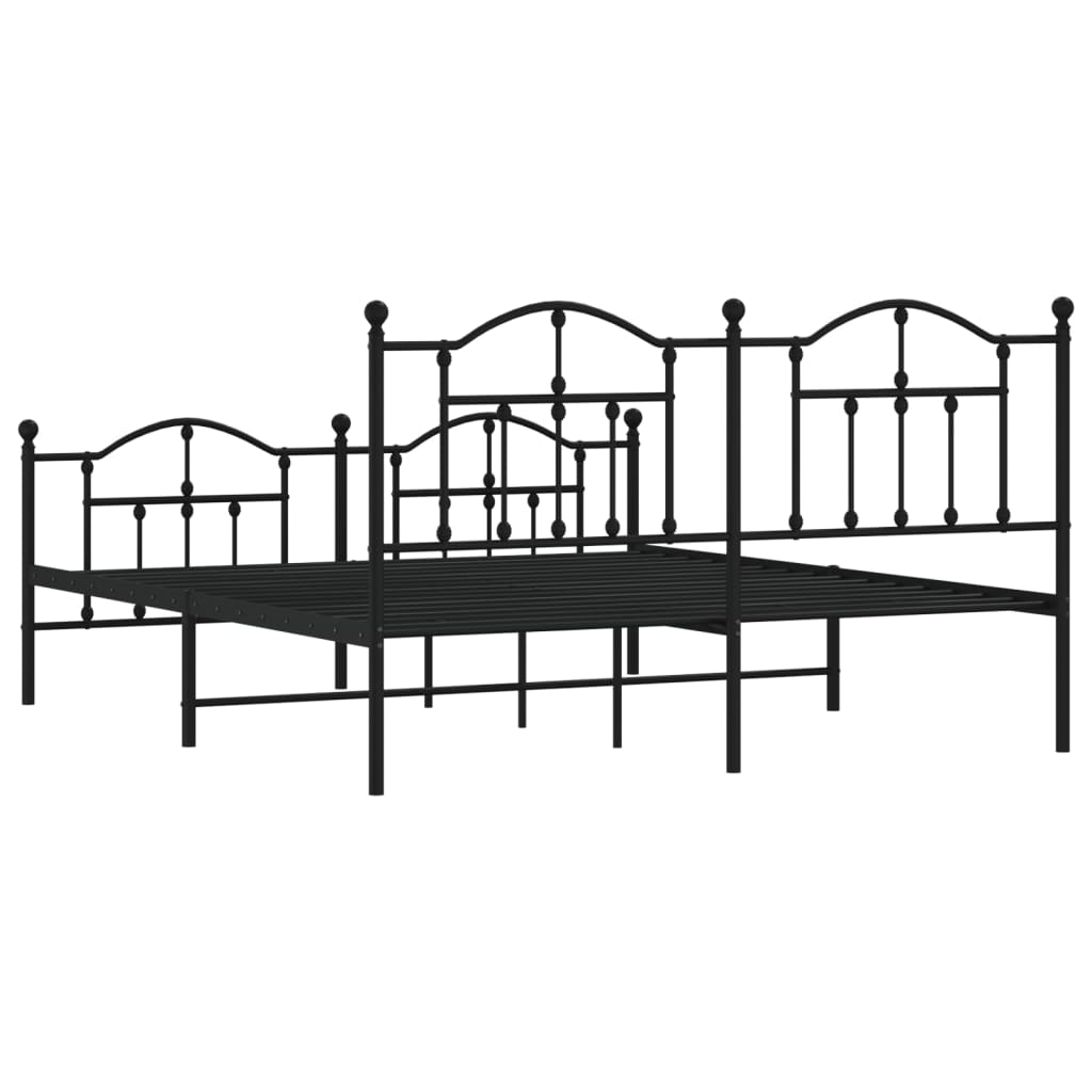 Cadre de lit métal sans matelas avec pied de lit noir 180x200cm - XIOS