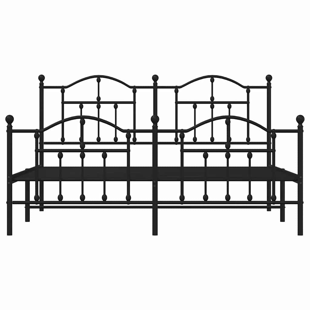 Cadre de lit métal sans matelas avec pied de lit noir 183x213cm - XIOS
