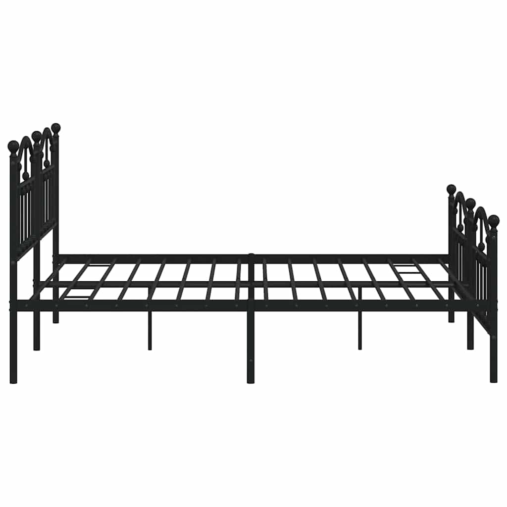 Cadre de lit métal sans matelas avec pied de lit noir 183x213cm - XIOS