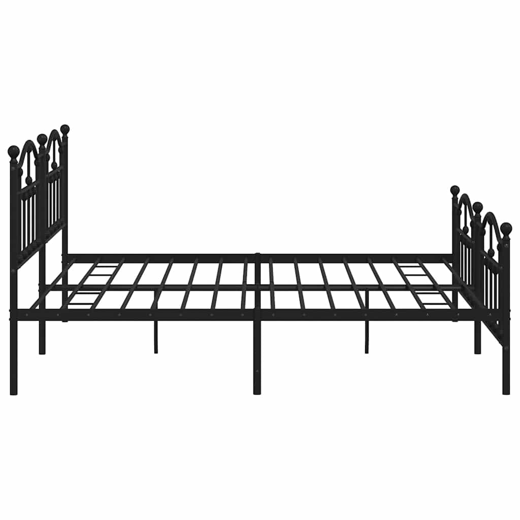 Cadre de lit métal sans matelas avec pied de lit noir 193x203cm - XIOS