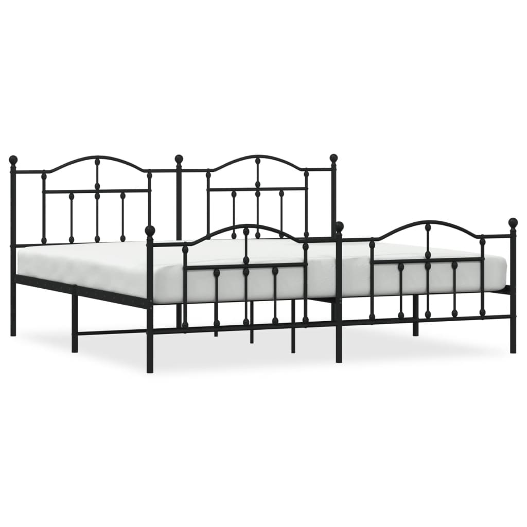 Cadre de lit métal sans matelas avec pied de lit noir 200x200cm - XIOS