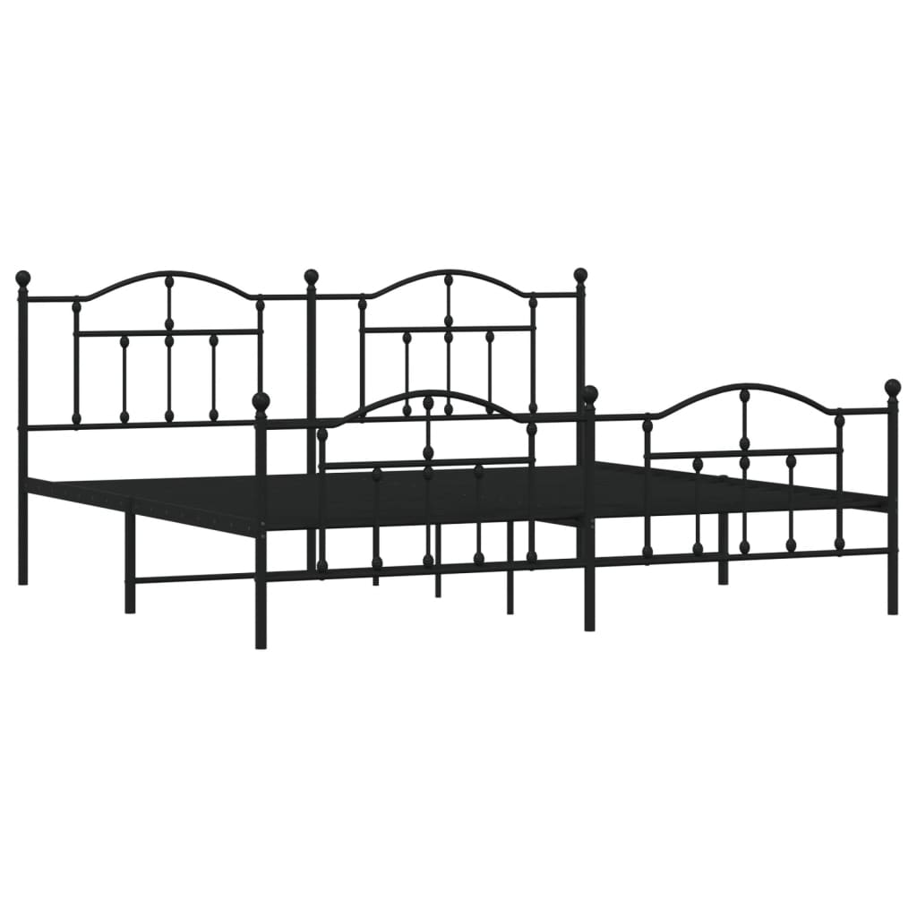 Cadre de lit métal sans matelas avec pied de lit noir 200x200cm - XIOS
