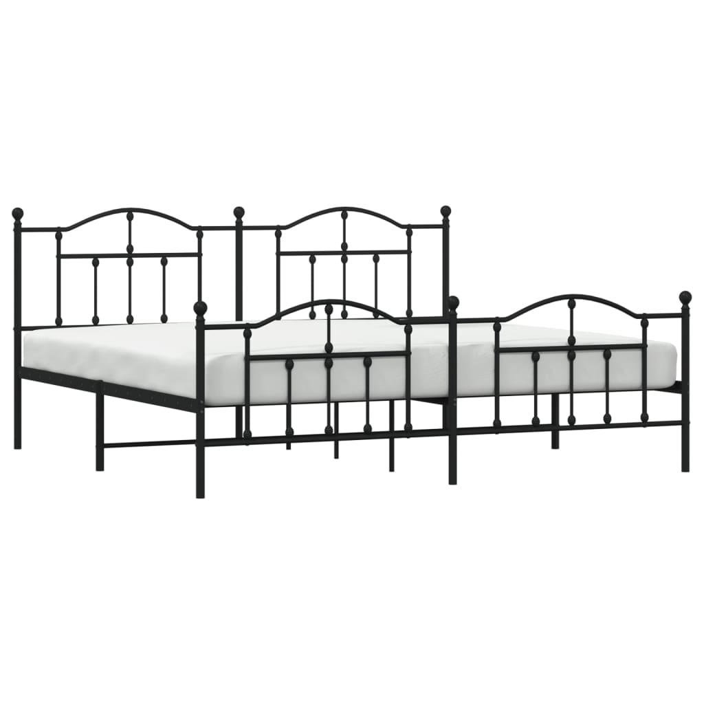 Cadre de lit métal sans matelas avec pied de lit noir 200x200cm - XIOS