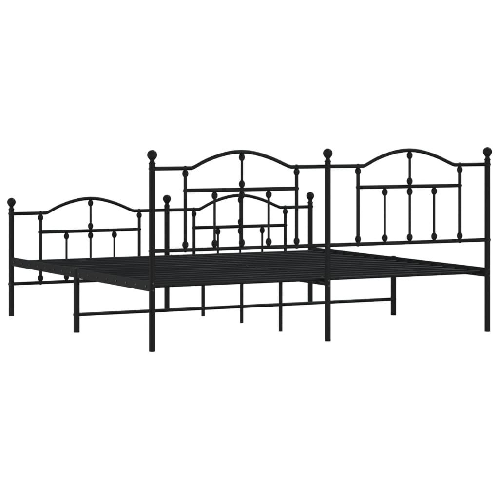 Cadre de lit métal sans matelas avec pied de lit noir 200x200cm - XIOS