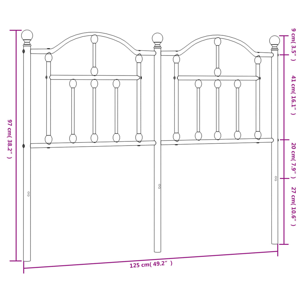 Tête de lit de remplacement métal noir 120 cm - XIOS