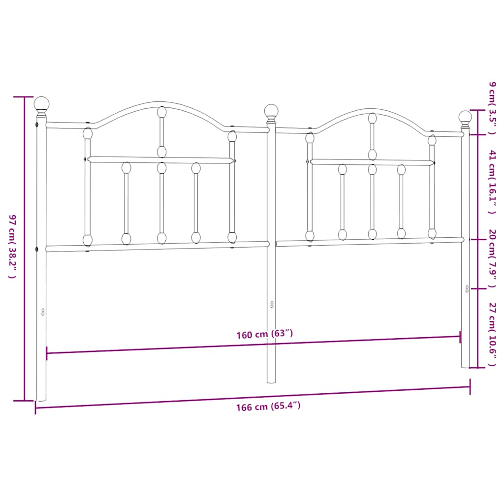 Tête de lit de remplacement métal noir 160 cm - XIOS