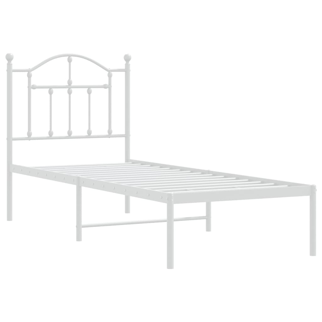 Cadre de lit métal sans matelas avec tête de lit blanc 75x190cm - XIOS
