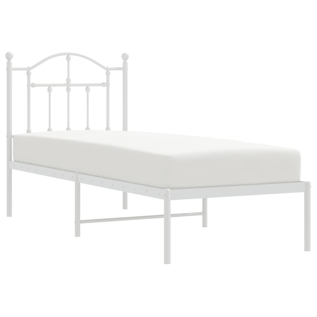 Cadre de lit métal sans matelas avec tête de lit blanc 75x190cm - XIOS