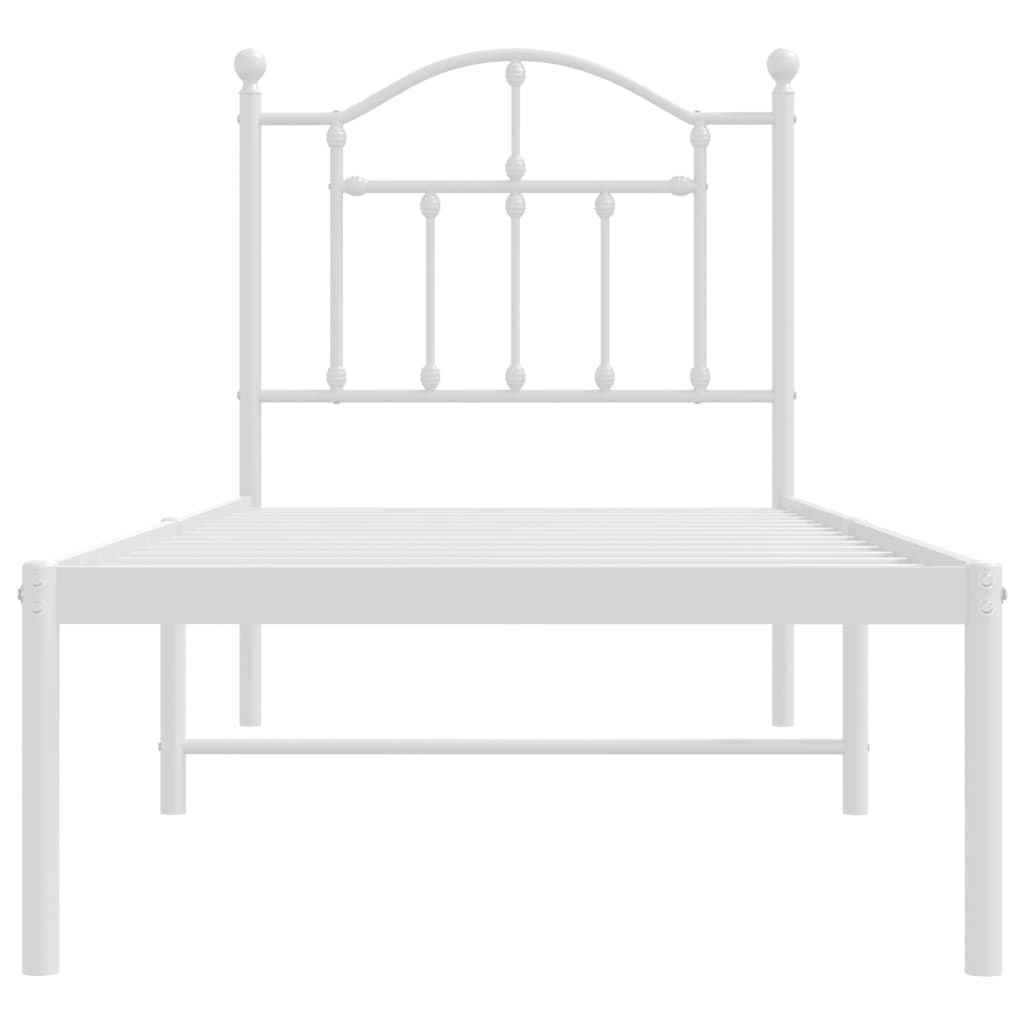Cadre de lit métal sans matelas avec tête de lit blanc 75x190cm - XIOS