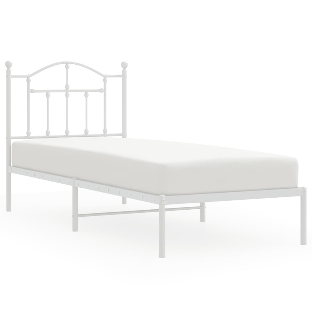Cadre de lit métal sans matelas avec tête de lit blanc 90x190cm - XIOS