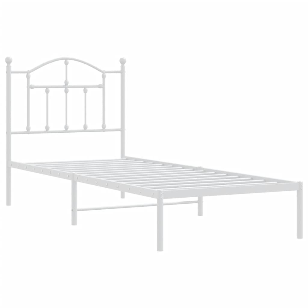 Cadre de lit métal sans matelas avec tête de lit blanc 90x190cm - XIOS