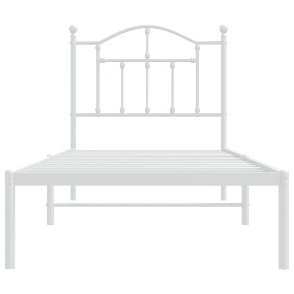 Cadre de lit métal sans matelas avec tête de lit blanc 90x190cm - XIOS