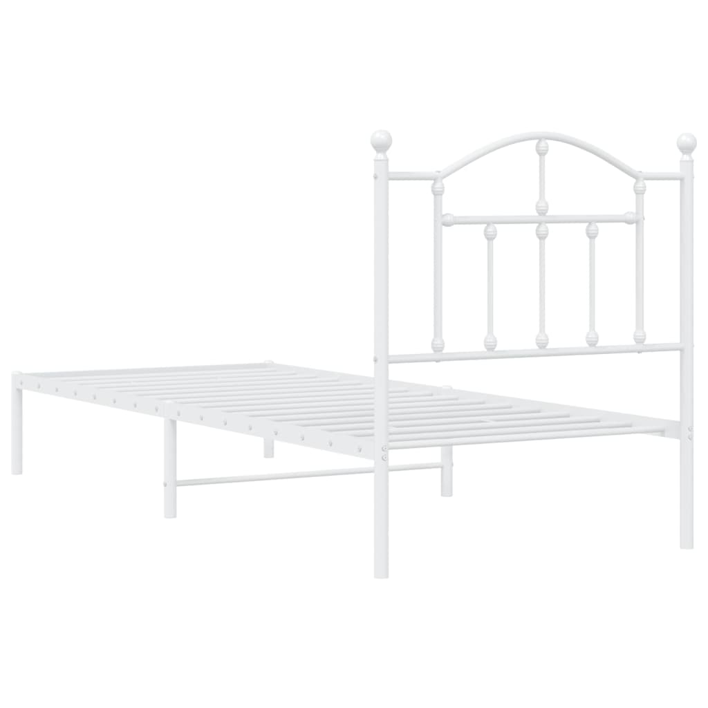 Cadre de lit métal sans matelas avec tête de lit blanc 90x190cm - XIOS
