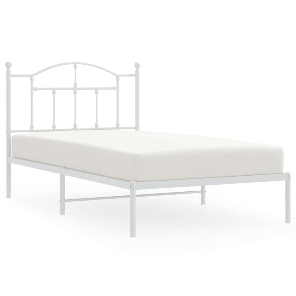 Cadre de lit métal sans matelas et tête de lit blanc 100x190 cm - XIOS