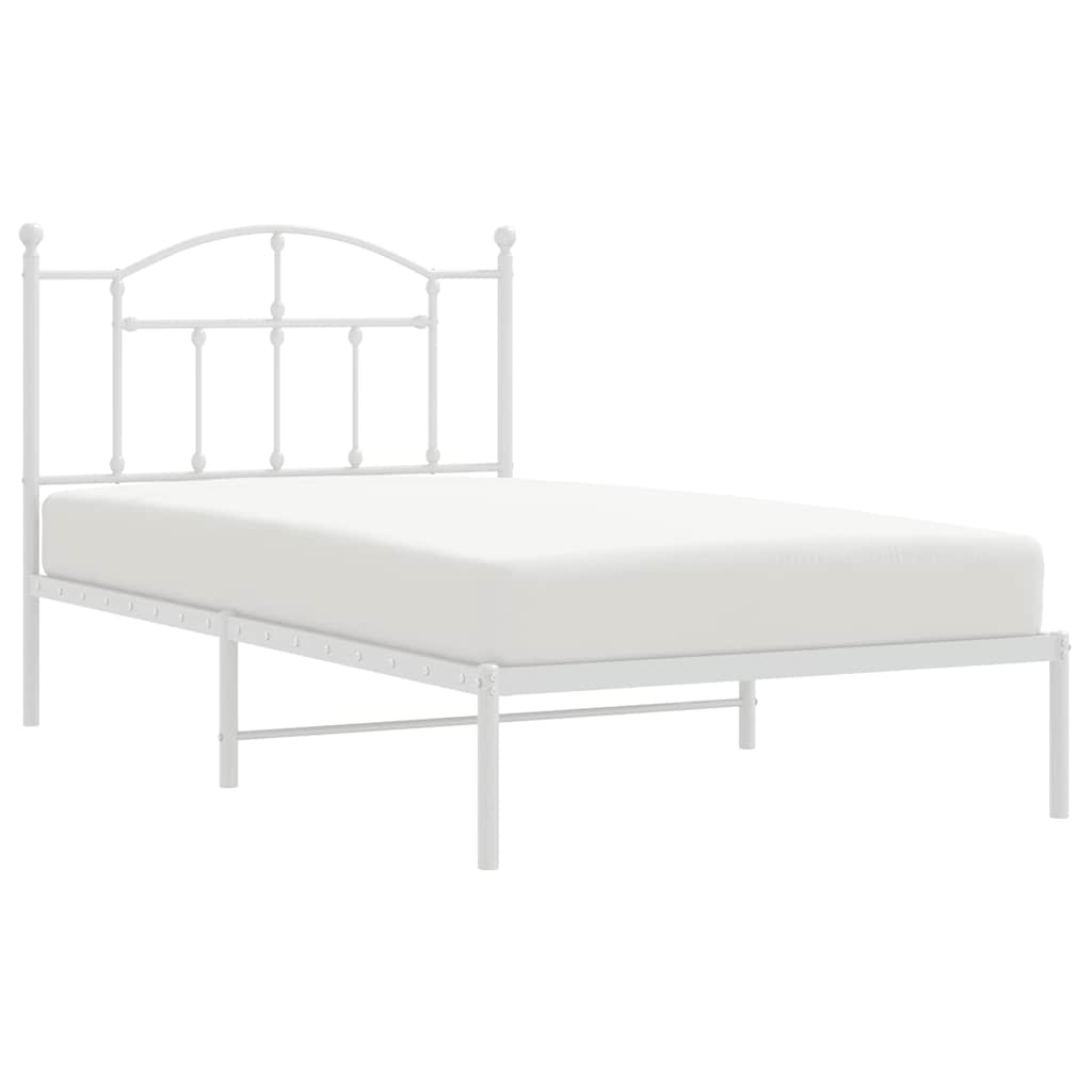 Cadre de lit métal sans matelas et tête de lit blanc 100x190 cm - XIOS