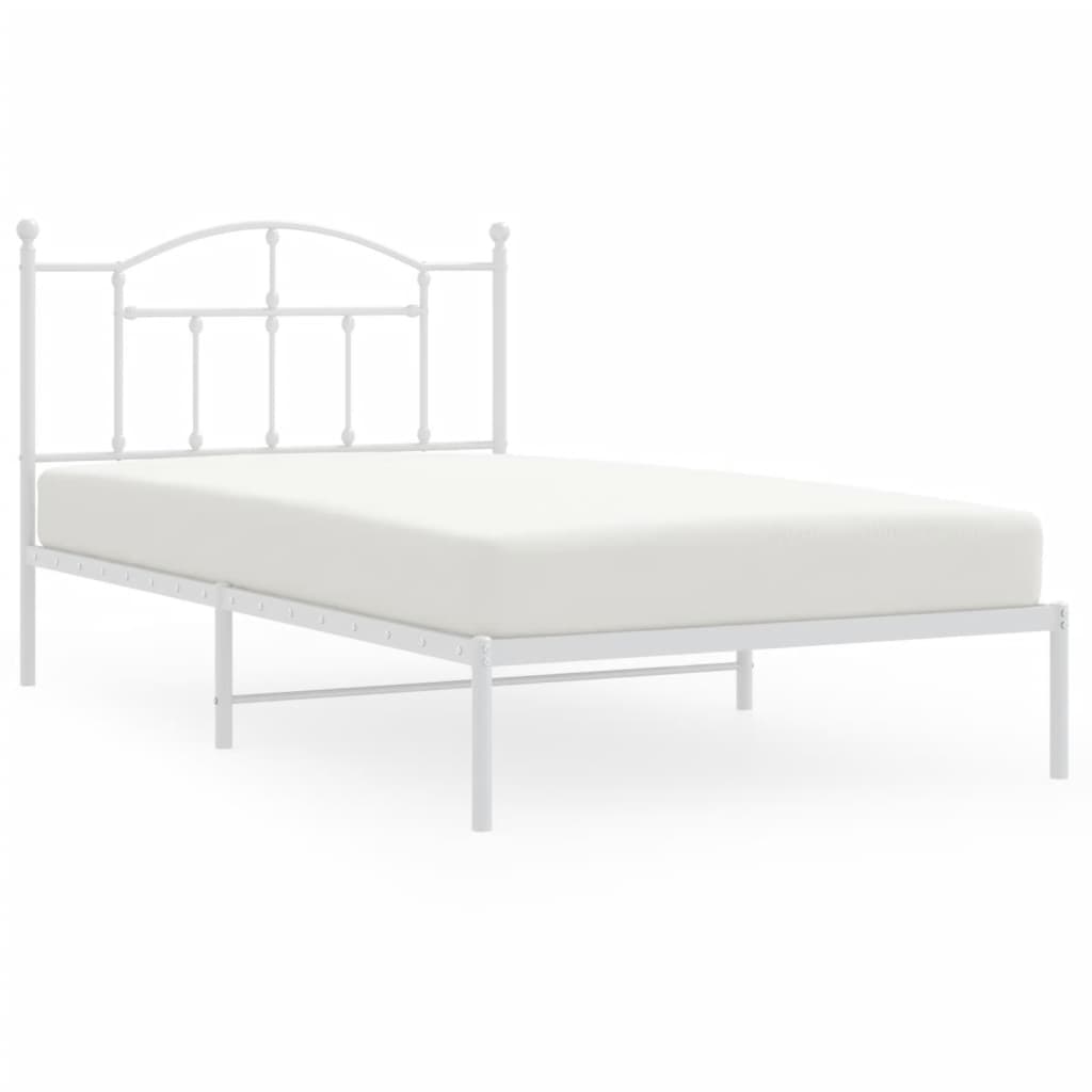 Cadre de lit métal sans matelas et tête de lit blanc 107x203 cm - XIOS