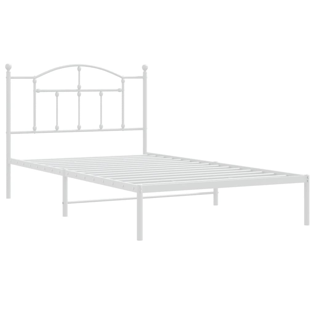 Cadre de lit métal sans matelas et tête de lit blanc 107x203 cm - XIOS