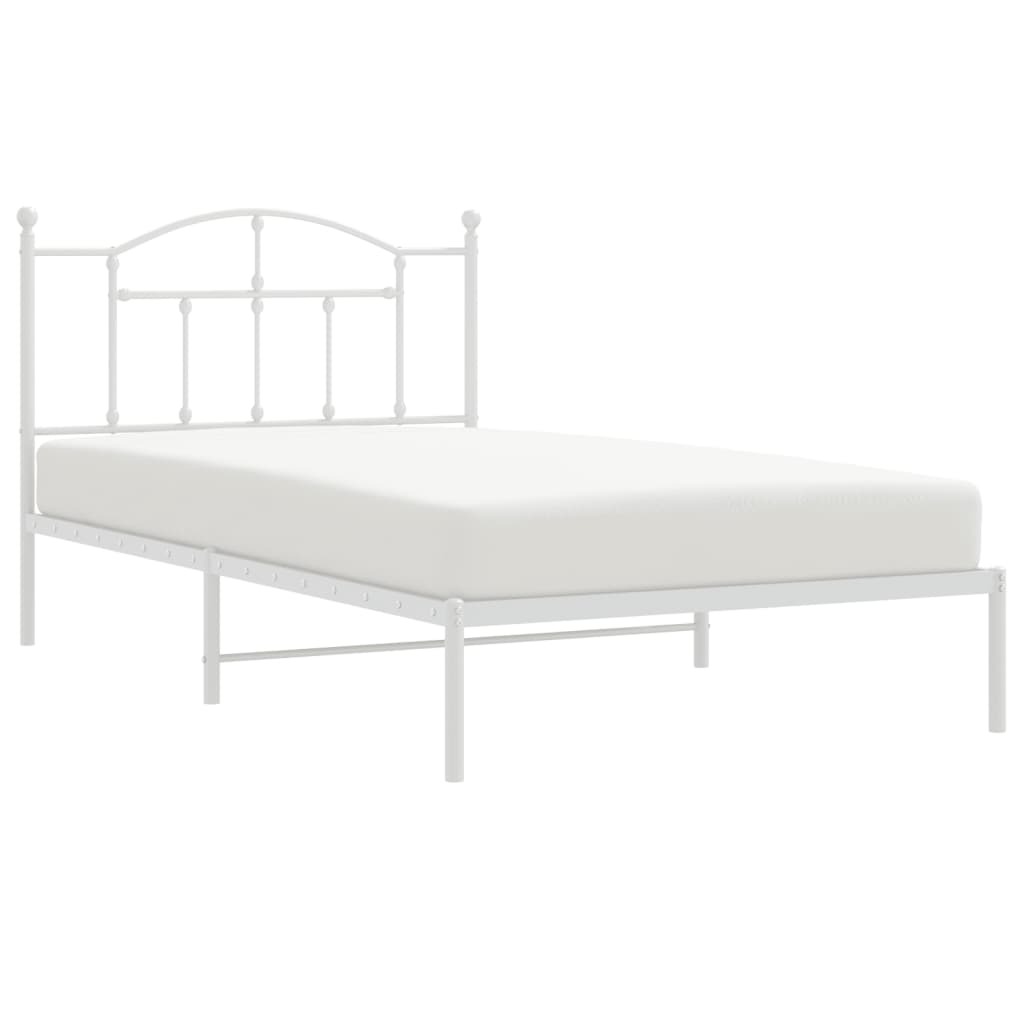 Cadre de lit métal sans matelas et tête de lit blanc 107x203 cm - XIOS