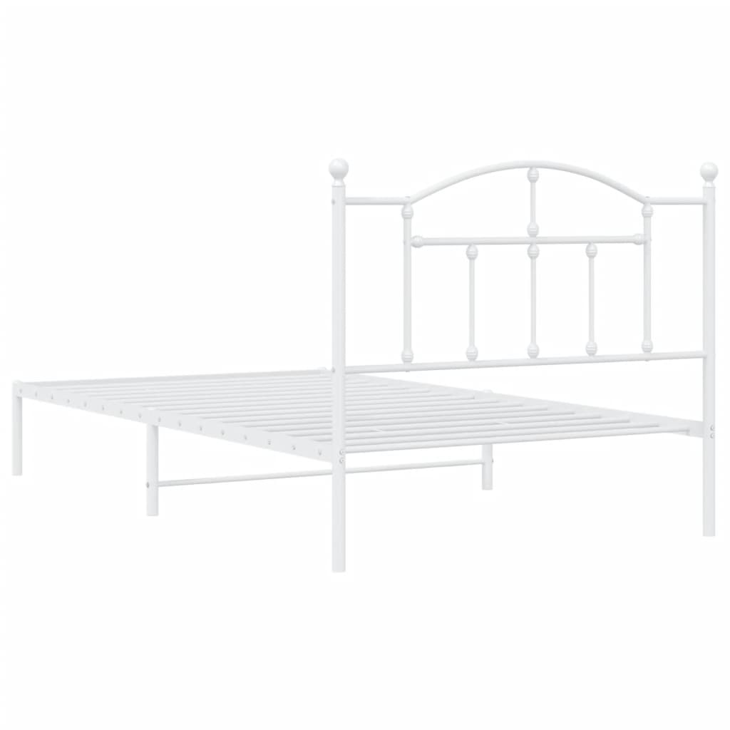 Cadre de lit métal sans matelas et tête de lit blanc 107x203 cm - XIOS