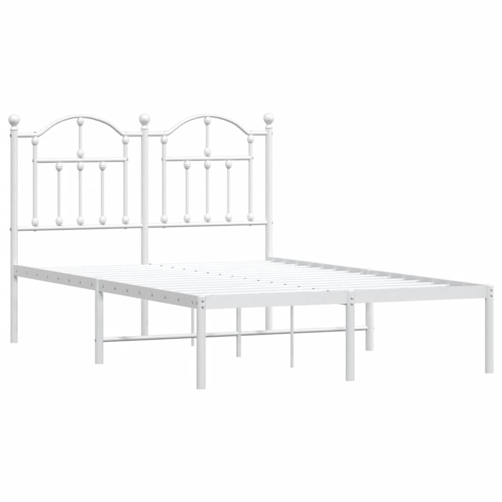 Cadre de lit métal sans matelas et tête de lit blanc 120x190 cm - XIOS