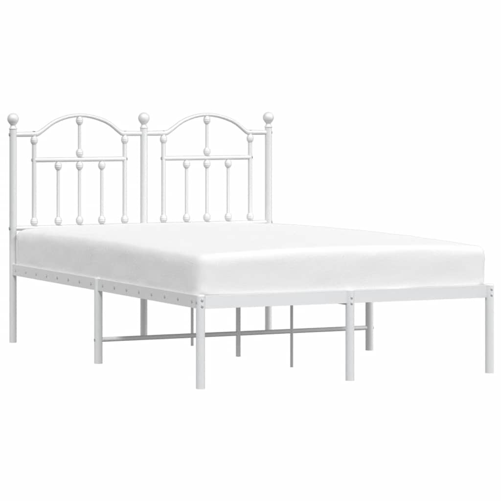 Cadre de lit métal sans matelas et tête de lit blanc 120x190 cm - XIOS