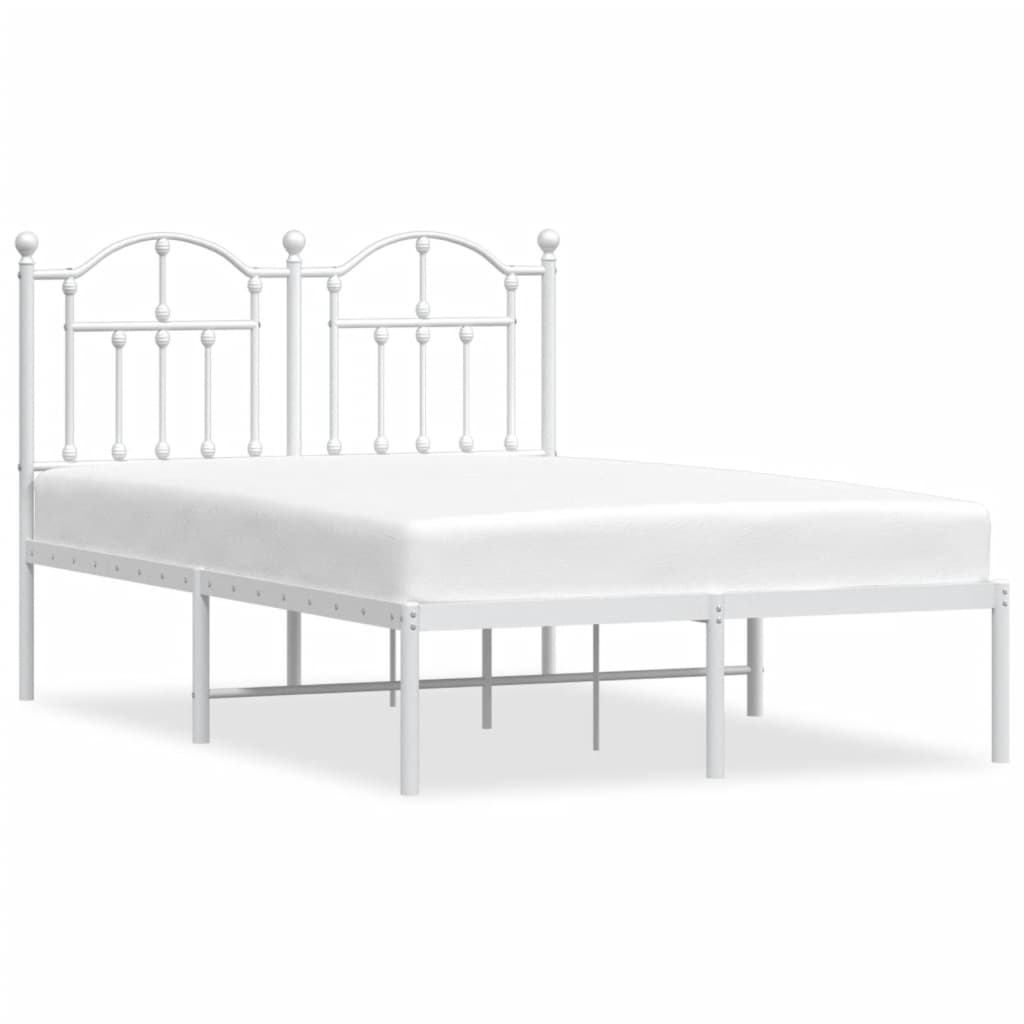 Cadre de lit métal sans matelas et tête de lit blanc 120x200 cm - XIOS