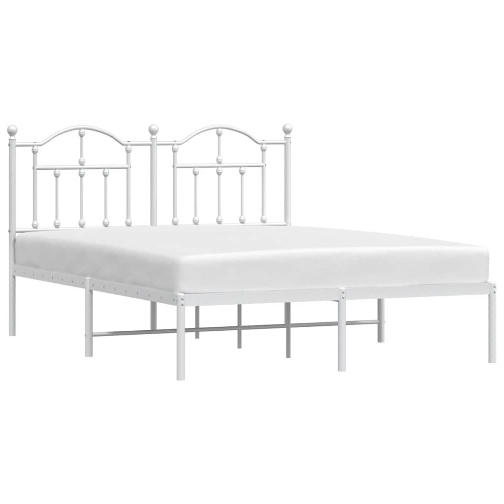 Cadre de lit métal sans matelas et tête de lit blanc 135x190 cm - XIOS