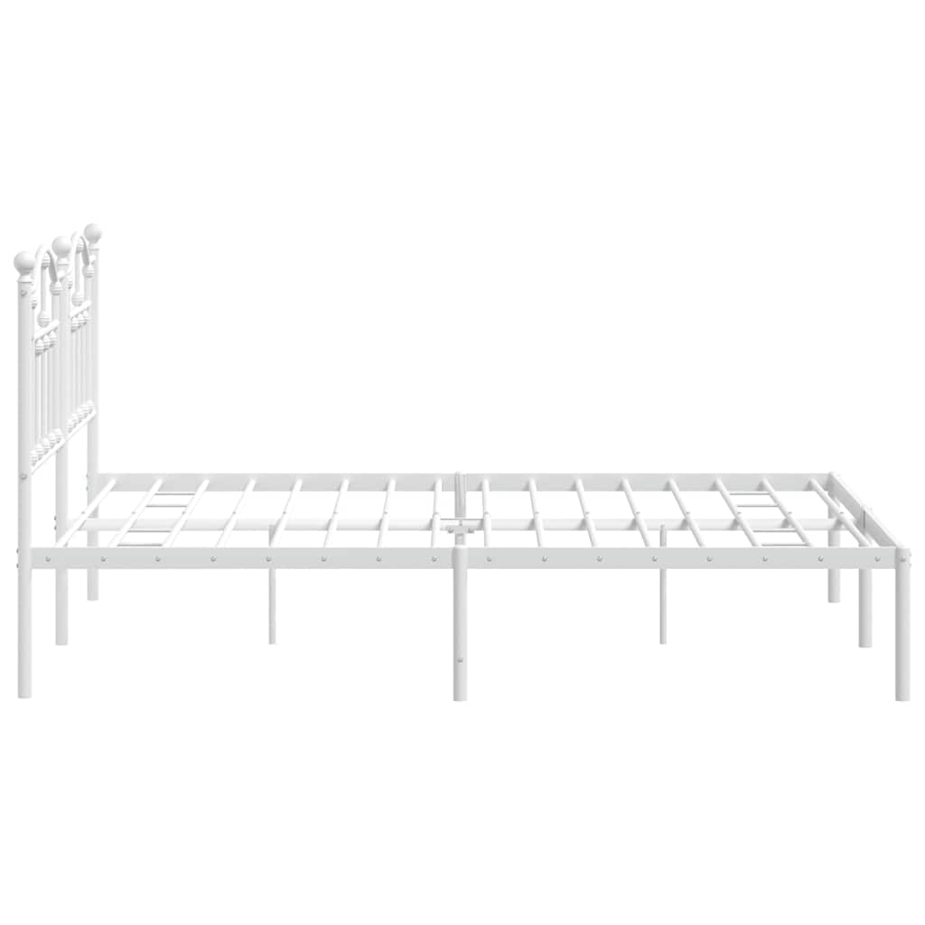 Cadre de lit métal sans matelas et tête de lit blanc 135x190 cm - XIOS