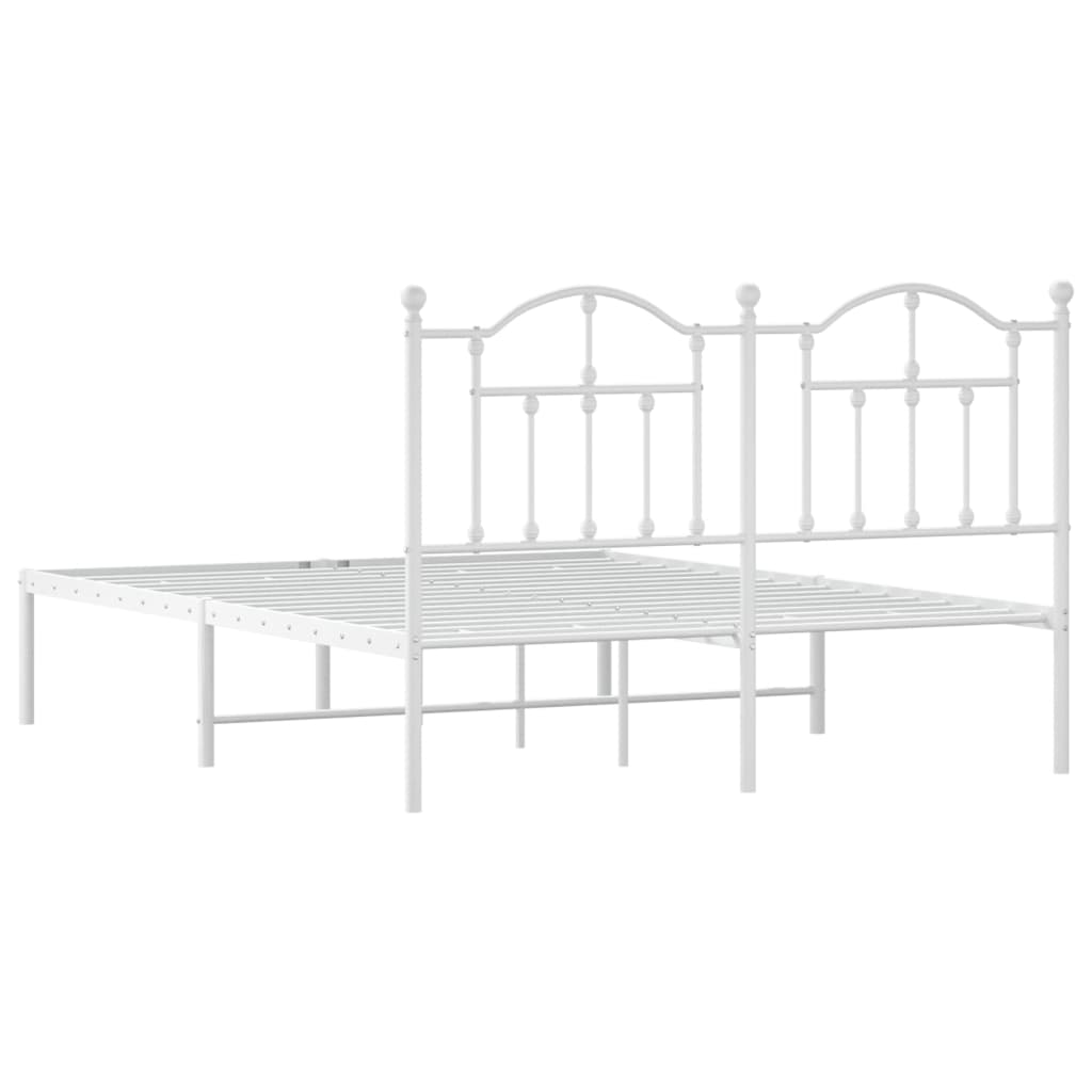 Cadre de lit métal sans matelas et tête de lit blanc 140x190 cm - XIOS