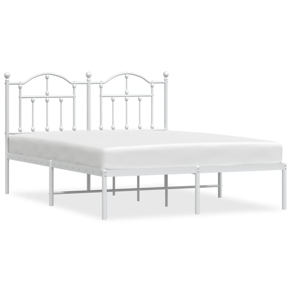 Cadre de lit métal sans matelas et tête de lit blanc 140x200 cm - XIOS