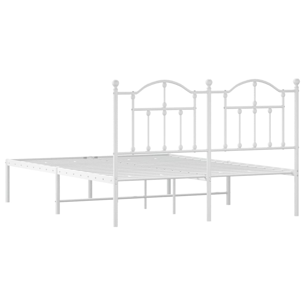 Cadre de lit métal sans matelas et tête de lit blanc 140x200 cm - XIOS