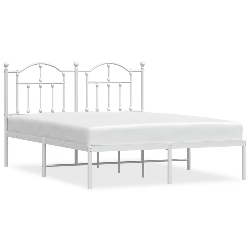 Cadre de lit métal sans matelas et tête de lit blanc 150x200 cm - XIOS