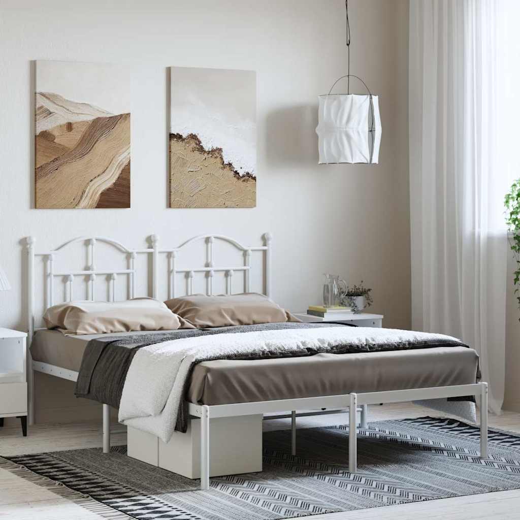 Cadre de lit métal sans matelas et tête de lit blanc 150x200 cm - XIOS