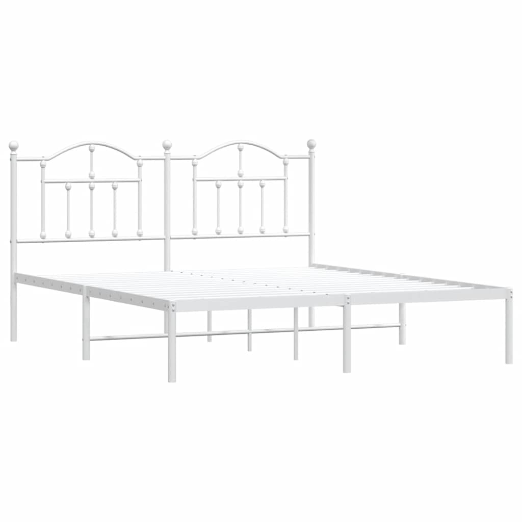 Cadre de lit métal sans matelas et tête de lit blanc 160x200 cm - XIOS