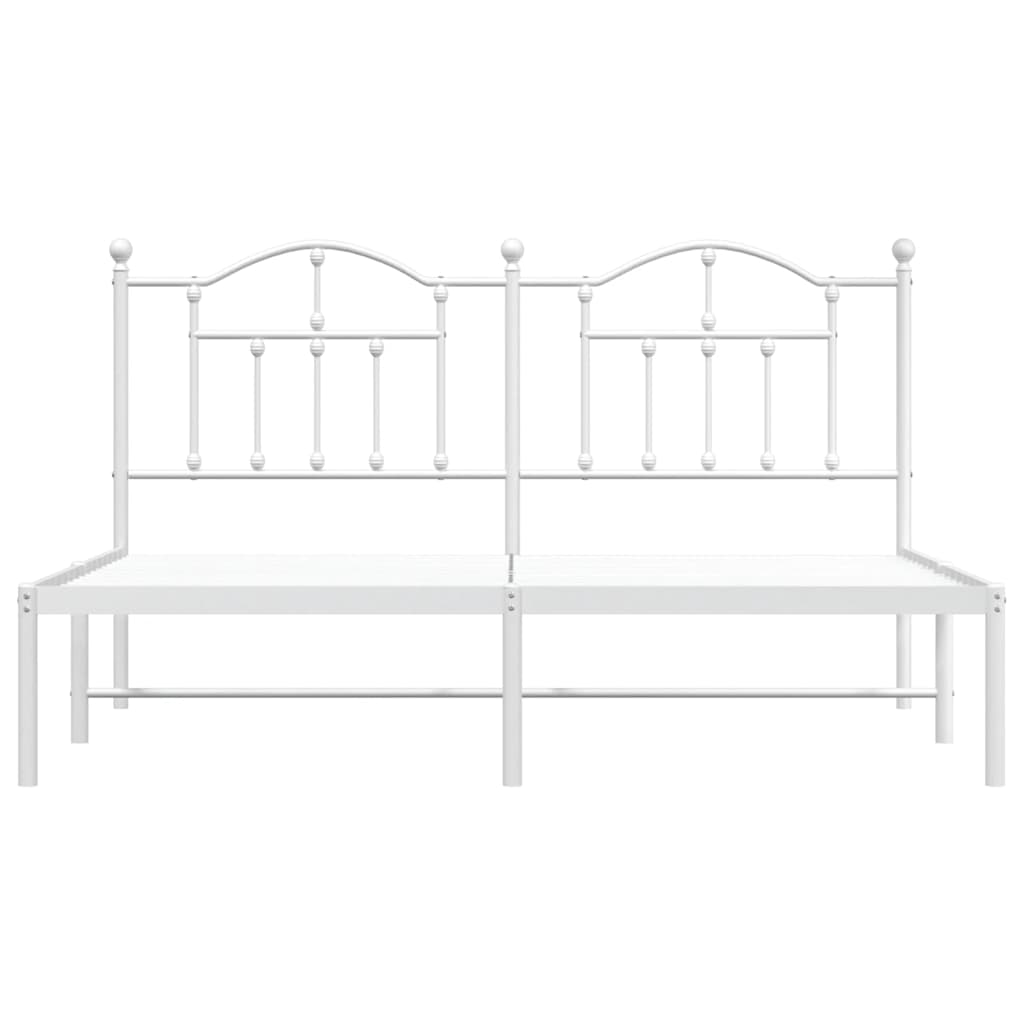 Cadre de lit métal sans matelas et tête de lit blanc 160x200 cm - XIOS