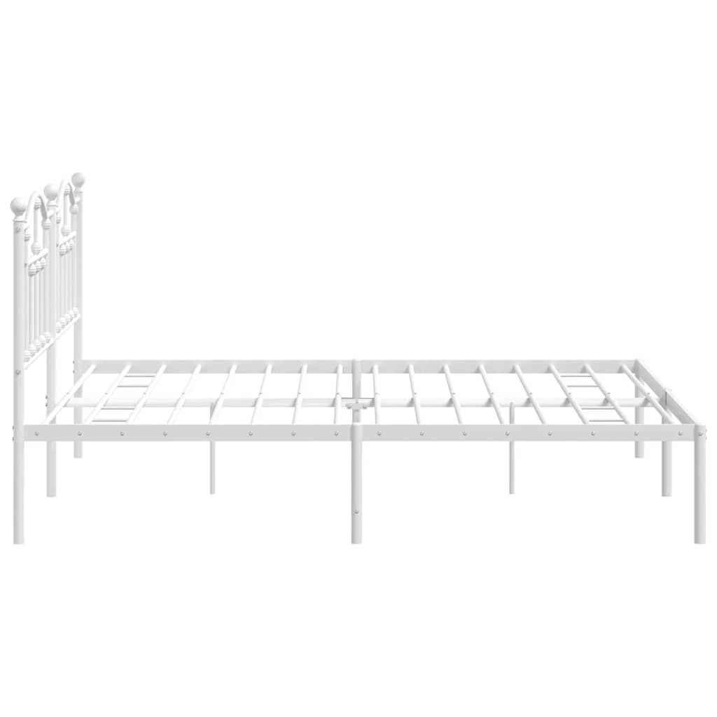 Cadre de lit métal sans matelas et tête de lit blanc 160x200 cm - XIOS